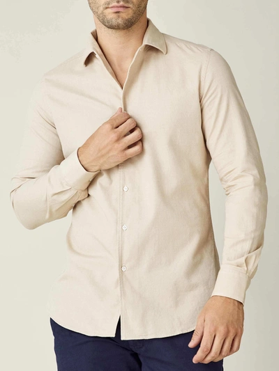 Luca Faloni Sand Brushed Cotton Shirt In Beige