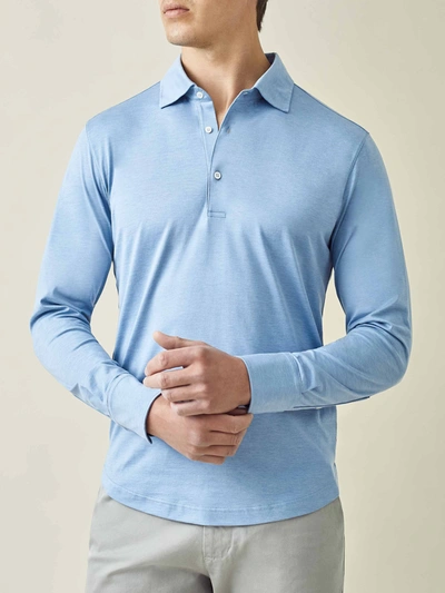 Luca Faloni Light Blue Amalfi Silk-cotton Polo Shirt