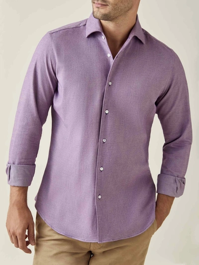 Luca Faloni Purple Brushed Cotton Shirt