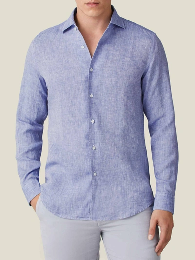 Luca Faloni Blue Melange Portofino Linen Shirt
