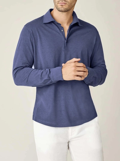 Luca Faloni Ocean Blue Amalfi Silk-cotton Polo Shirt
