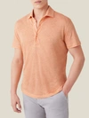 LUCA FALONI PEACH ELBA LINEN JERSEY POLO