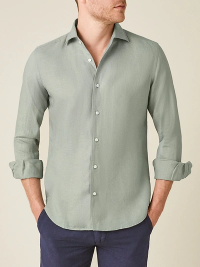 Luca Faloni Sage Green Portofino Linen Shirt