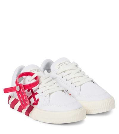 Off-white Kids' Vulcanized Lace-up Cotton Canvas Sneaker In White