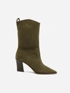AQUAZZURA DOLLY BOOTS IN SUEDE LEATHER,DLYMIDB0-SUE-SWE DOLLY BOOT 70SEAWEED