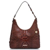 Brahmin Tabitha Croc Embossed Leather Shoulder Bag In Pecan