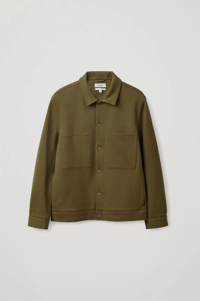 Cos Jersey Twill Shirt Jacket In Brown