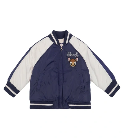 Monnalisa Kids' X Disney Embroidered Bomber Jacket In Blue