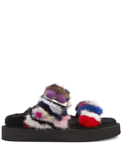 Giuseppe Zanotti Furry Her Sandals In Multicolor