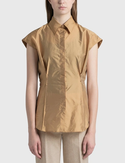 Acne Studios Shiny Taffeta Shirt In Beige