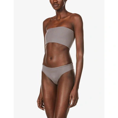 Skims Fits Everybody Stretch-woven Bandeau Bra In Umber