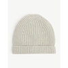 RICK OWENS MENS OYSTER RIB-KNITTED TURNED-UP CASHMERE BEANIE HAT 1 SIZE