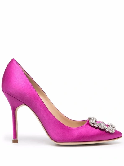 Manolo Blahnik Hangisi Satin Pumps In Violett