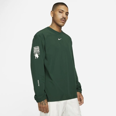 Nike Nocta Golf Men's Long-sleeve Woven Crew In Pro Green Nike Nocta Golf Men's Long-sleeve Woven Crew In Pro Green