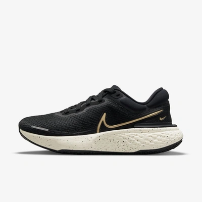 Nike Women's Zoomx Invincible Run Flyknit Road Running Shoes In Black/sail/metallic Gold