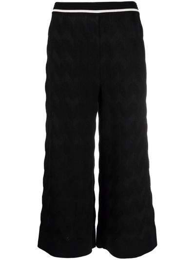 Missoni Zigzag-pattern Cropped Trousers In Black