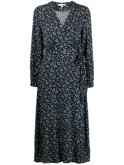 Tommy Hilfiger Raya Floral-print Wrap Dress In Blau