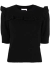 SEE BY CHLOÉ RUFFLED SHORT-SLEEVE KNIT TOP