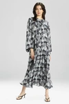 Natori Dynasty Mandarin Zip Caftan With Pockets In Black/grey