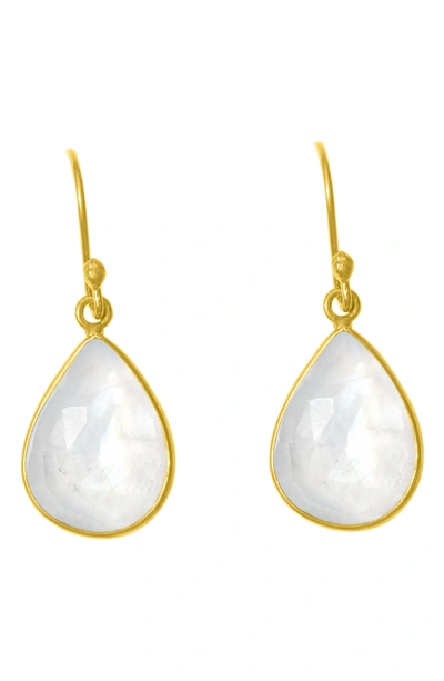 Adornia Pear Cut Moonstone Drop Earrings In Gold/ White
