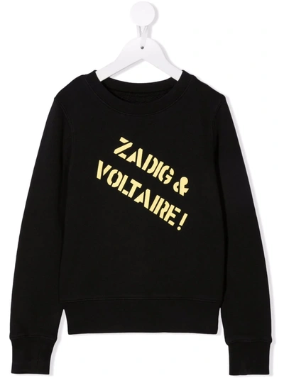 Zadig & Voltaire Kids' Logo-print Crew Neck Sweatshirt In Black