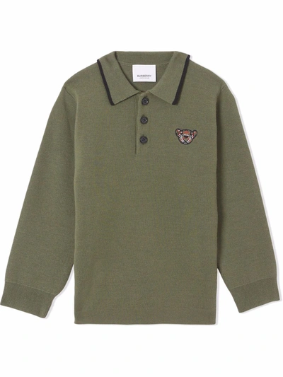 Burberry Kids' Thomas Bear Polo Shirt In Caper Green