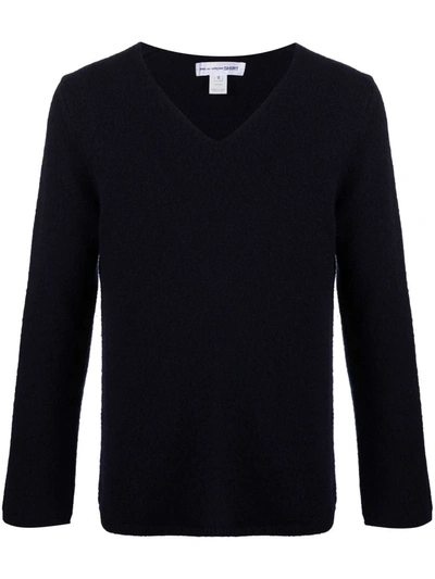 Comme Des Garçons Crew-neck Knit Jumper In Dark Blue