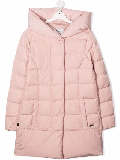 Woolrich Kids' Hooded Padded Coat In Pink
