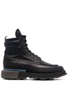 Buttero Lace-up Leather Ankle Boots In Black