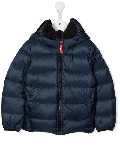 Ai Riders On The Storm Young Kids' Pompom Hooded Puffer Jacket In Blue