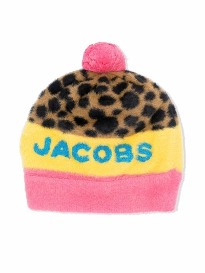 The Marc Jacobs Kids' Logo Pom Pom Faux-fur Hat In Neutrals