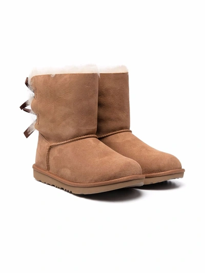 Ugg Teen Faux Fur-lined Ankle Boots In Brown