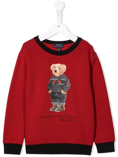 Ralph Lauren Kids' Polo Bear-print Fleece Sweatshirt In Red