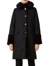 Jane Post Faux Fur-lined Storm Coat In Black Chocolate