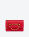 LOVE MOSCHINO CLUTCH WITH LOGO AND CHAIN