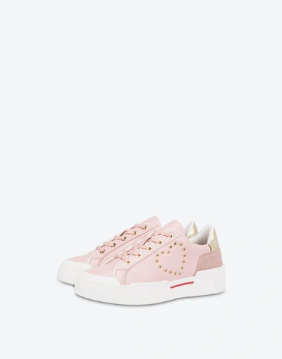 Love Moschino Nappa Leather New Tassel Sneakers In Pale Pink