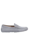 Tod's Rubber Moccasin In Suede Leather In Light Grey