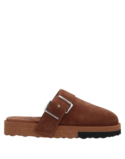 Off-white Comfort Suede Slippers In Brown