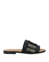 Loewe Slides Sandals Made Of Woven Leather With Anagram In Black