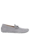 Tod's Man Loafers Grey Size 9 Leather In Grey