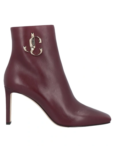 Jimmy Choo Ankle Boots In Maroon