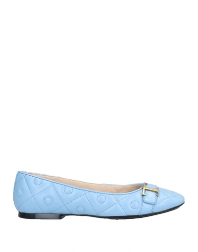 Tod's Ballet Flats In Sky Blue