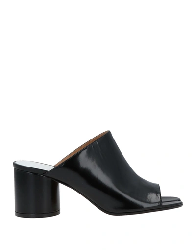 Maison Margiela Black Hannah Tabi Mules In Leather Woman