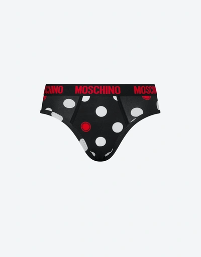 Moschino All-over Polka Dots Briefs In Black