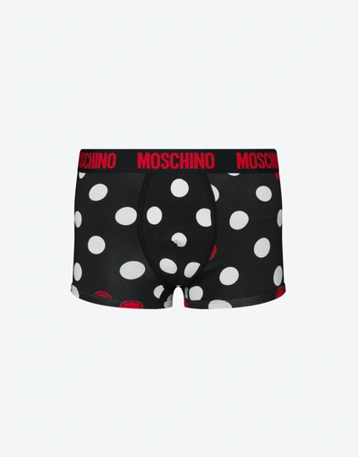 Moschino All-over Polka Dots Boxer In Black