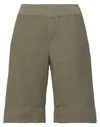 European Culture Woman Shorts & Bermuda Shorts Military Green Size Xs Cotton, Elastane