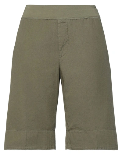European Culture Woman Shorts & Bermuda Shorts Military Green Size Xs Cotton, Elastane In Green