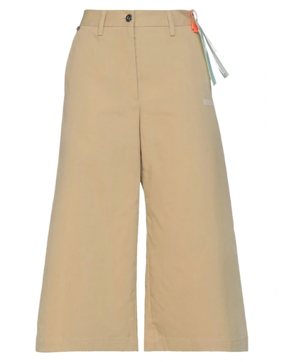 Off-white Woman Cropped Pants Beige Size 6 Cotton