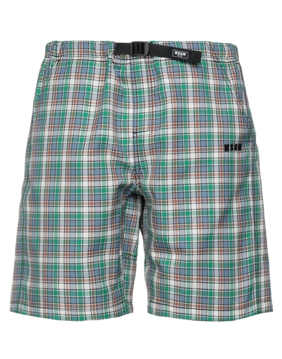 Msgm Man Shorts & Bermuda Shorts Green Size 28 Polyester