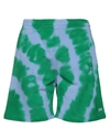 Msgm Bermuda Shorts In Green And Purple In Green